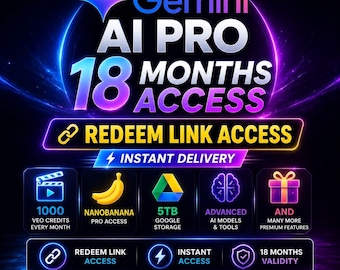 Gemini Ai Pro 18 Monate Redeem Link Access (Sofortige Lieferung)