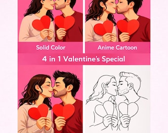 Aangepaste valentijnsportretbundel | Zeer fijne tekeningen, anime, karikatuur (digitale download)