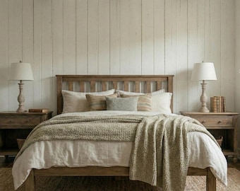 Chunky Solid Wood Bed Frame | The True Grain Low Footend | Rustic Farmhouse Wooden Bed | UK Double, King, Super King | Handmade Bespoke Bed
