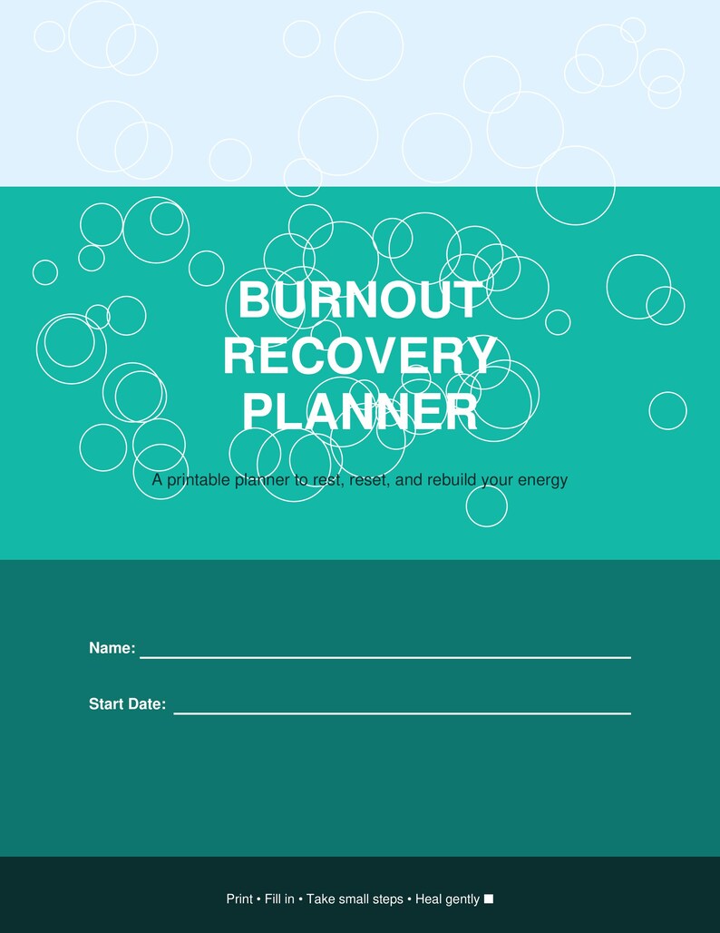 Burnout Recovery Planner Printable PDF | Mental Health Self Care ...