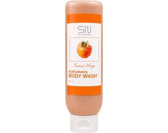Body Odor Fighting  Persimmon Vegan Body Wash - Vegan Persimmon Coconut Oil and Mango - K-Beauty Inspired - 8oz, Helps with Nonenal
