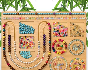 Tablero de diseño de cuentas de joyería de bambú, bandeja para pulseras y collares