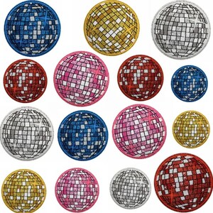 Glitter Disco Music Ball Star Shining Round Iron-on Sew Embroidery Badge Patches DIY T-shirt Hat Backpack Clothing Sticker
