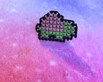 Cutie Turtle Cross Stitch Pin | Handmade pin | Neurodivergent gift