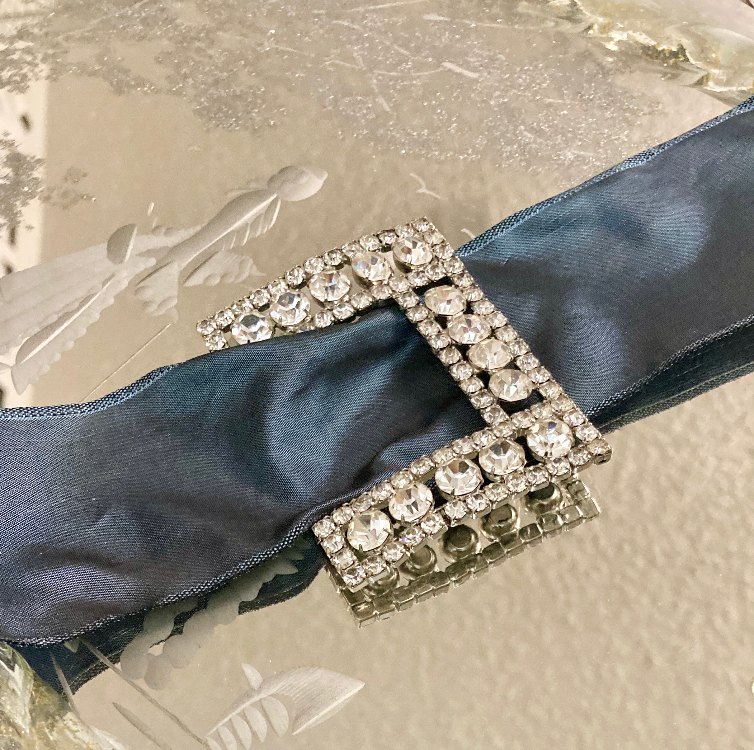 VTG 1930s Rhinestone Sash Belt Buckle Vintage 1930s pave rhinestone wedding dress sash buckle – Modig main image 4
