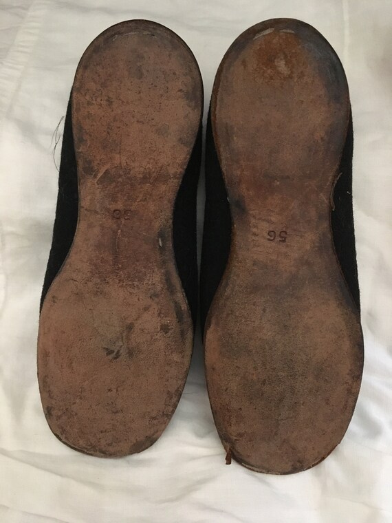 Vintage black felt children's shoes / 2T / antiqu… - image 6