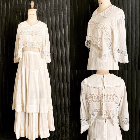 White Edwardian Tiered Cotton Dress / Edwardian Da