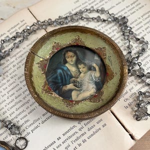 Vintage French Framed Print of the Madonna and Child / Florentine Wall Art / French Country Antiques