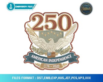 250th Amerikanischer Adler Amerikanischer Unabhängigkeitstag Stickerei Design (Digitale Datei)