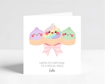 Girls Little Dumpling Personalised Birthday Card | Daughter Niece Granddaughter Sister