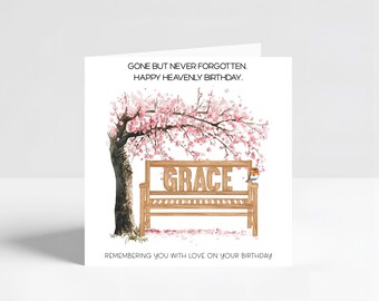Heavenly Birthday Personalised Card, Heavenly Remembrance, Any Name and Age