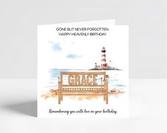 Personalised Heavenly Birthday Card, Memorial Birthday Card