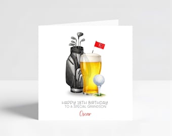 Mens Golf Birthday Card For Him | Personalised Gift for Son Grandson Brother Nephew Husband Dad Grandad
