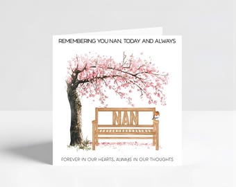 Grandparents Memorial Remembrance Card, Heavenly Birthday Card, In Loving Memory, Nan Gran in Heaven,