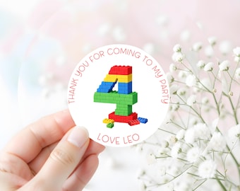 Personalised Brick Sweet Cone Stickers | Kids Birthday Party Favours( Set of 24)