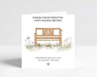 Mum Heavenly Birthday Card Mum, Birthday in Heaven Mum Card, Memorial Mum Card, In Loving Memory Mum Gift