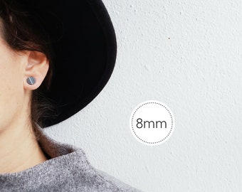8 mm black stud earrings vinyl record studs studs for him fake gauges unisex studs recycled jewelry hipster earrings hypoallergenic studs