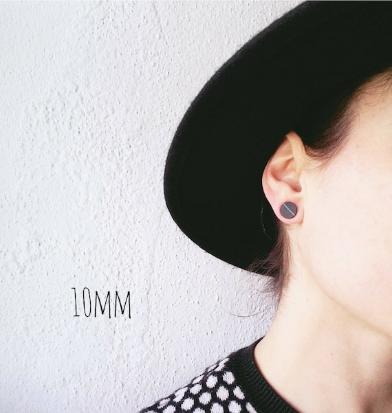 10 Mm Record Post Earrings Vinyl Record Black Stud Earrings Flat Ear Studs  Unisex Studs Unisex Earrings Upcycled Jewelry Hipster Earrings 
