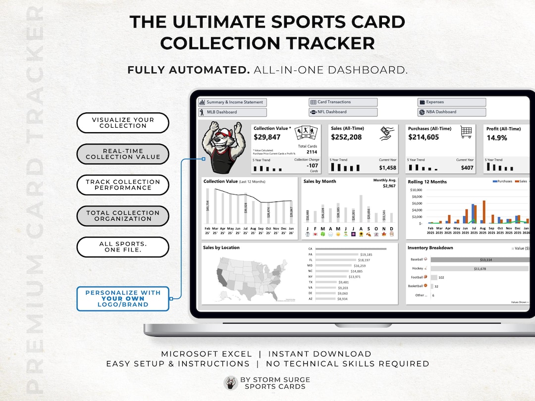 Sports Card Collection Tracker | Excel Dashboard for Investors ...