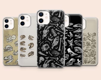 Funda para teléfono con diseño de dinosaurio, calavera fósil, funda para T-Rex para iPhone 17Pro, 16, 15, 14, 13, Samsung S26, S25, S24, S23, A16, A56, Pixel 10A, 9Pro, 8