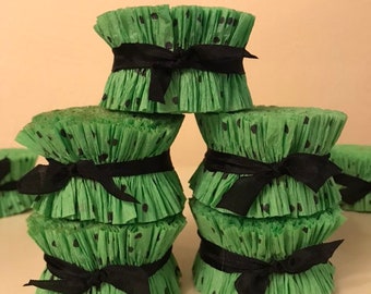 Free Shipping Handmade Crepe Paper Ruffles Green with Polka Dots DIY Party Decoration Streamer Scrapbooking Favor Bag Decor Paper Supply