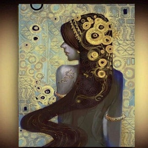 Gustav Klimt Tears Of Gold Portrait Original Acrylic Painting Etsy