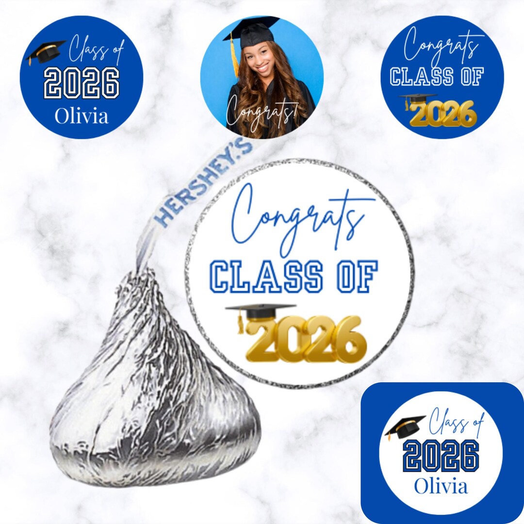 Graduation Candy Stickers Class of 2026 | Hershey Kiss Wrappers ...