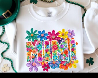 3D Effect Floral MAMA Sweatshirt, Colorful Flower Mom Shirt, Vibrant Botanical Print Crewneck, Mother's Day Gift, Trendy Boho Mom Apparel