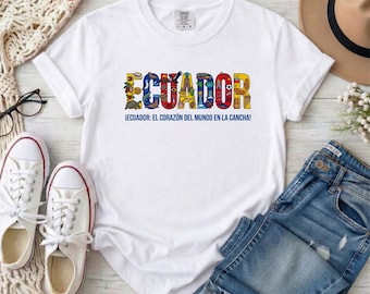 Camiseta de fútbol de Ecuador, camiseta del orgullo ecuatoriano, recuerdo de Quito, Corazón del Mundo, ropa para aficionados al fútbol, regalo sudamericano