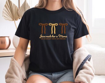 Camiseta para mamá, regalo del Día de la Madre, camiseta de mamá con lazo coqueto, camiseta de mamá con estampado de leopardo, top floral "La mejor mamá del mundo", regalo para mamás primerizas, camiseta "Linda mamá Life"