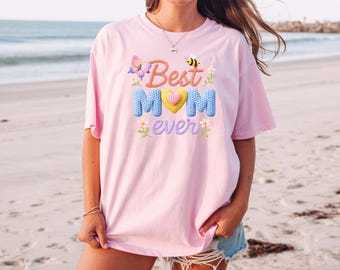 Camiseta para mamá, regalo del Día de la Madre, camiseta de mamá con lazo coqueto, camiseta de mamá con estampado de leopardo, top floral "La mejor mamá del mundo", regalo para mamás primerizas, camiseta "Linda mamá Life"