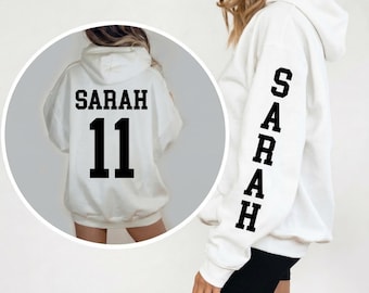 Sudadera personalizada de regalo, Sudadera con capucha con nombre personalizado, Sudadera con capucha con nombre bordado, Nombre personalizado en la manga, Sudadera con capucha de manga con nombre personalizado