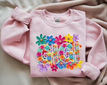 3D Effect Floral MAMA Sweatshirt, Colorful Flower Mom Shirt, Vibrant Botanical Print Crewneck, Mother's Day Gift, Trendy Boho Mom Apparel