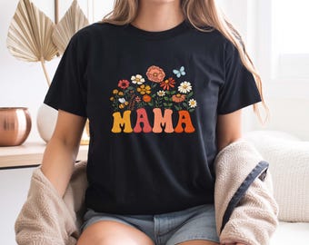 Camiseta para mamá, regalo del Día de la Madre, camiseta de mamá con lazo coqueto, camiseta de mamá con estampado de leopardo, top floral "La mejor mamá del mundo", regalo para mamás primerizas, camiseta "Linda mamá Life"