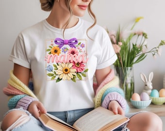 Mama Shirt, Mother's Day Gift, Coquette Bow Mom Tee, Leopard Mama T-Shirt, Floral Best Mom Ever Top, New Mom Gift, Cute Mom Life T-Shirt