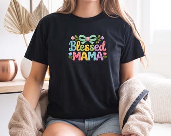 Camiseta para mamá, regalo del Día de la Madre, camiseta de mamá con lazo coqueto, camiseta de mamá con estampado de leopardo, top floral "La mejor mamá del mundo", regalo para mamás primerizas, camiseta "Linda mamá Life"