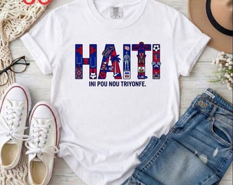 Haiti Soccer Shirt, Haitian Pride Tee, Port Au Prince Souvenir, Ini Pou Nou Triyonfe, Football Fan Apparel, Caribbean Heritage Gift