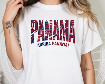 Camiseta de fútbol de Panamá, Camiseta Vamos Panamá, Ropa para aficionados al fútbol panameño, Camiseta con estampado latino, Camiseta para el día del partido, Rojo Blanco Azul