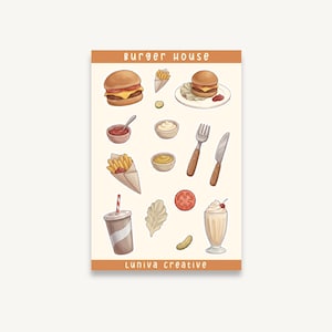 Sticker Sheet Burger House | Aufkleber Fast Food | Journal - Planner - Dekoration - Scrapbook