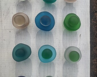 Set of 12 Tumbled glass cabinet knobs.