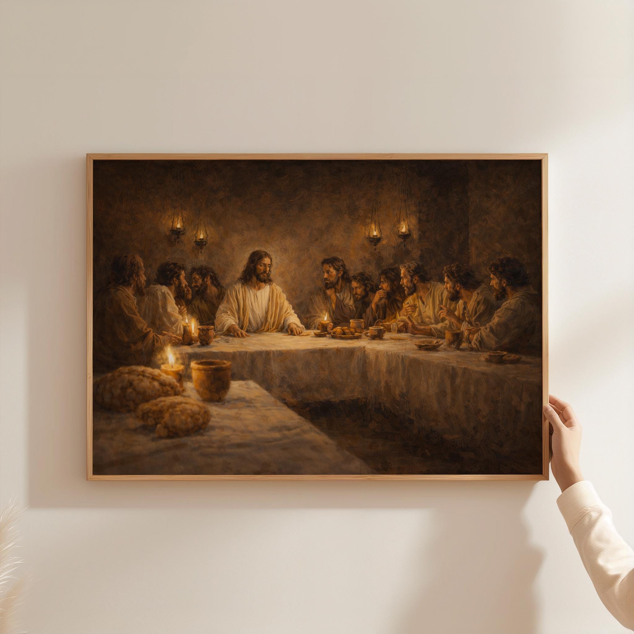 The Last Supper Wall Art, Vintage Christian Oil Painting Print ...