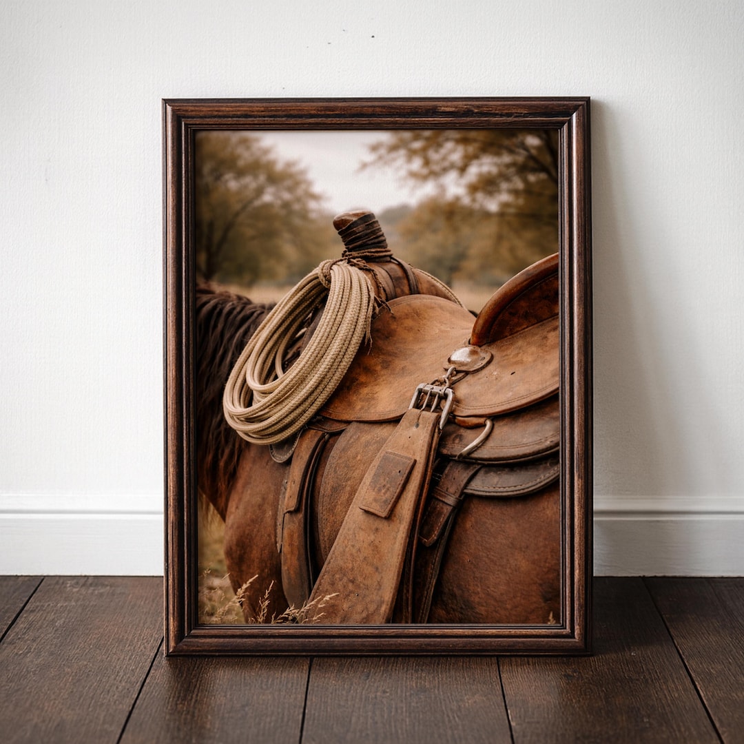 Western Cowboy Wall Art Printable, Rustic Horse Saddle Photography ...