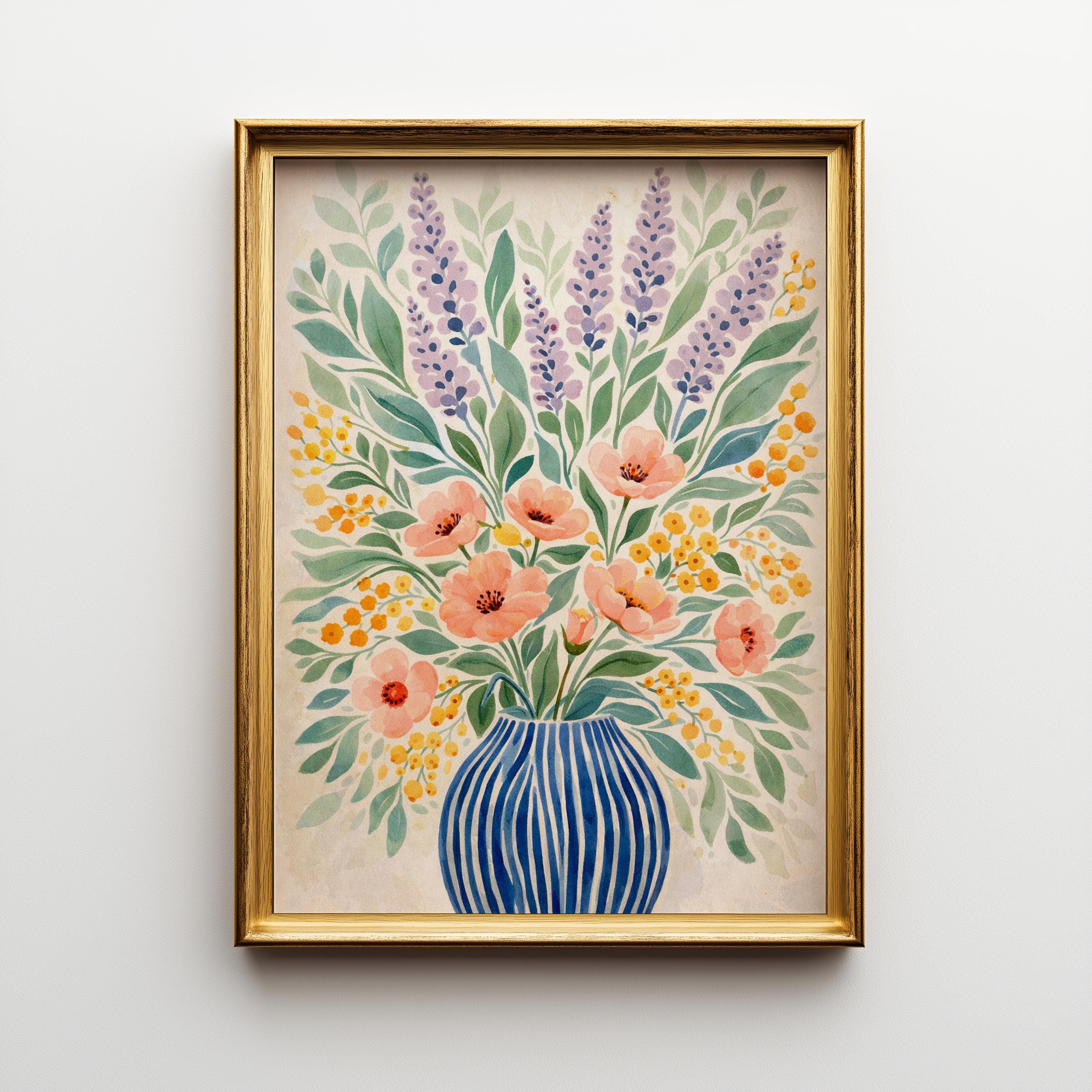 Wildflower Wall Art, Floral Vase Wall Art Printable, Colorful ...