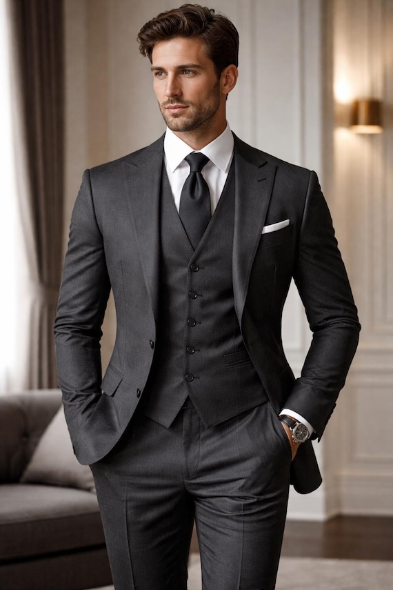 charcoal grey formal attire for men gray