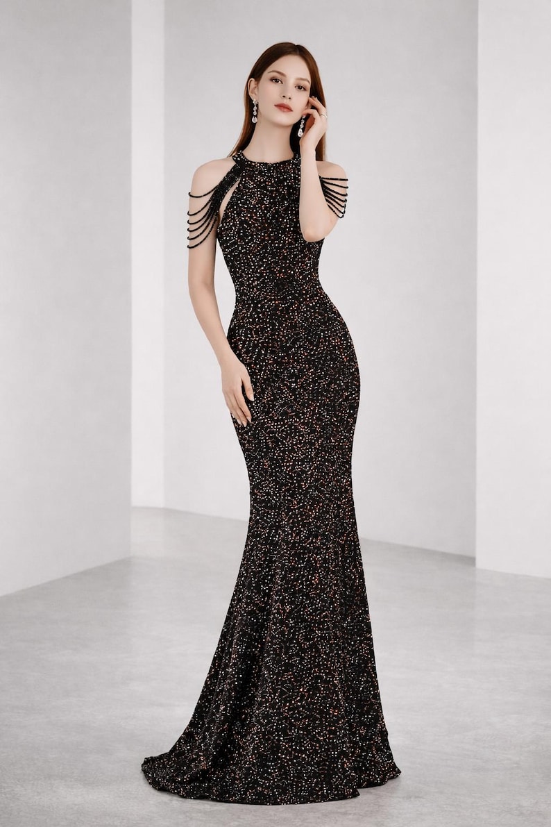 blue velvet dress maxi Navy V-Neck Size:US10-UK12-EUR40 20260618_MD Black & White Cut-Out