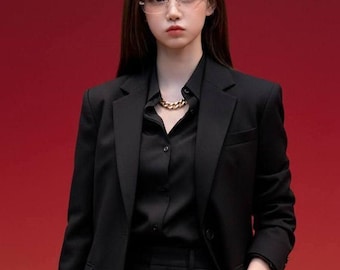 Luxus Damen schwarzer Hosenanzug: 2-teiliger Anzug für Frauen, Eleganter Arbeitsanzug, formelle Blazer-Hosen-Set, Geschäftskleidung, DamenBürokleidung