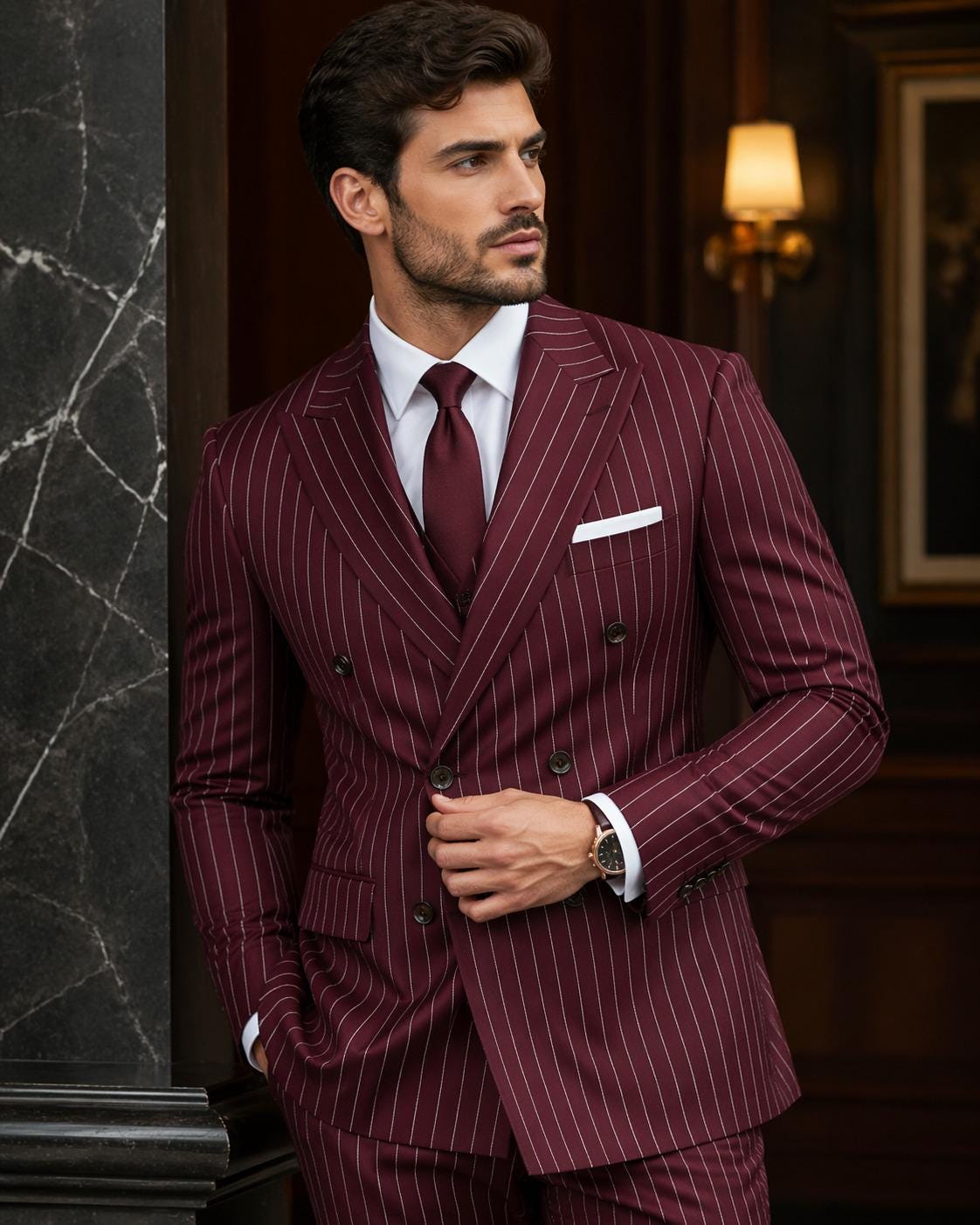 Burgundy double breasted suit - Etsy 日本