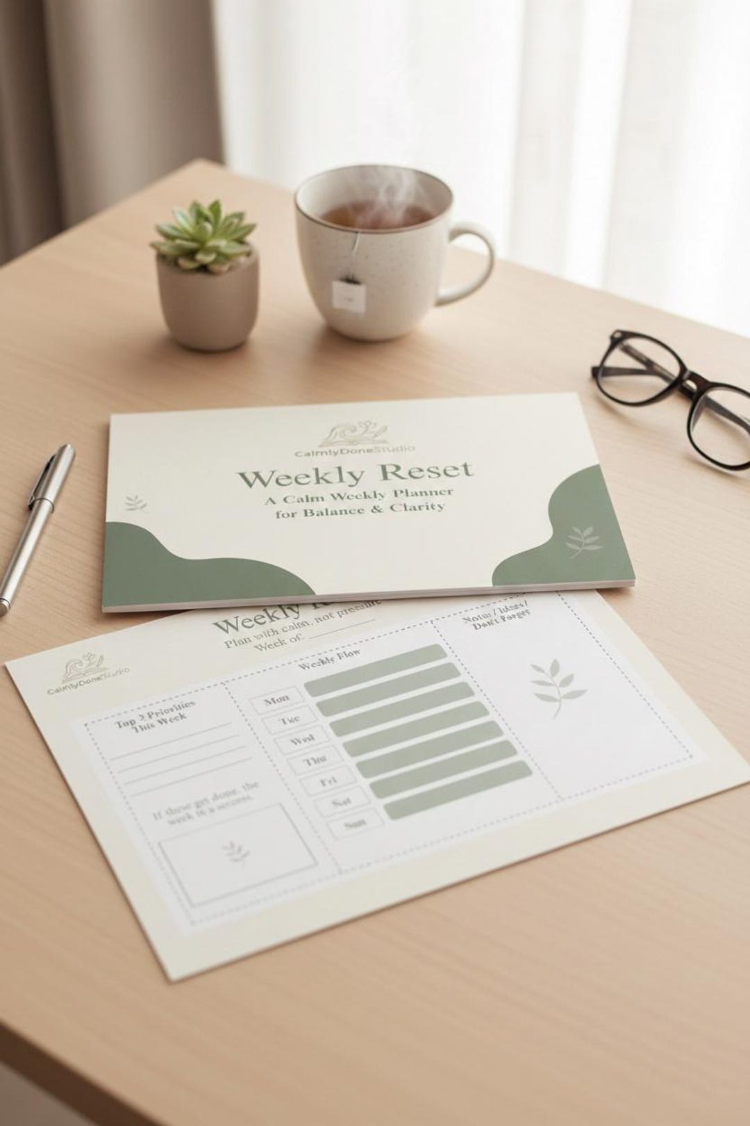 Weekly Reset Planner Printable | Calm Productivity | A4 & US Letter ...