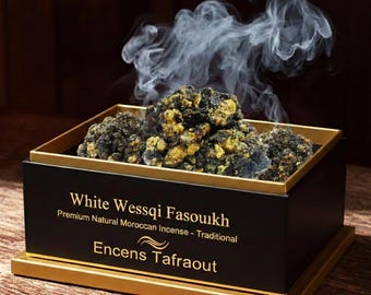 Premium White Fassoukh Incense Resin – Moroccan Frankincense – Natural Aromatic Bakhoor for Home & Spiritual Use – Free Shipping
