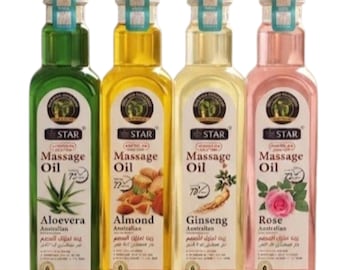 Massage Body Oil 180ml – Scented Body Care Oil with Aloe Vera, Almond, Ginseng & Rose – Relaxing Massage Oil Free Shipping